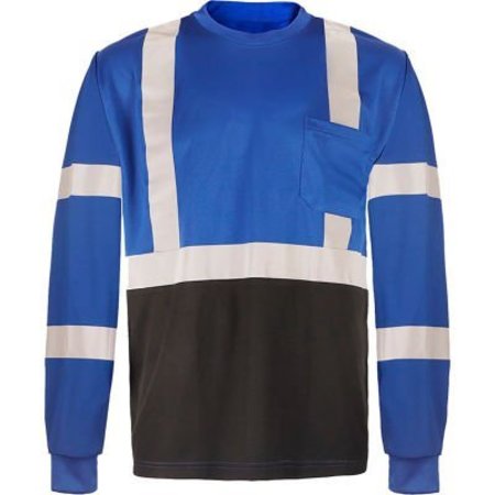 GSS SAFETY GSS Safety NON-ANSI Multi Color Long Sleeve Safety T-shirt with Black Bottom-Blue-4XL 5133-4XL